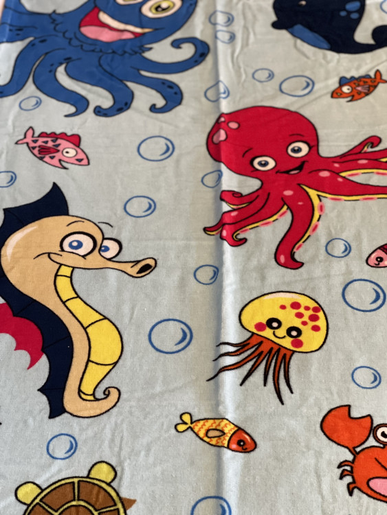 Детское пляжное полотенце Морские животные велюр/махра
