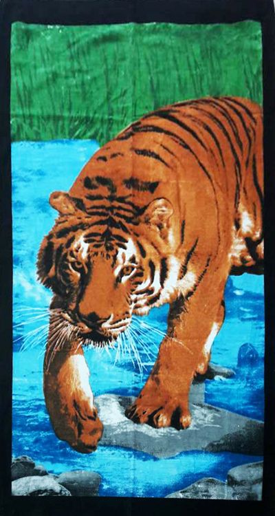 Пляжное полотенце Тигр велюр/махра