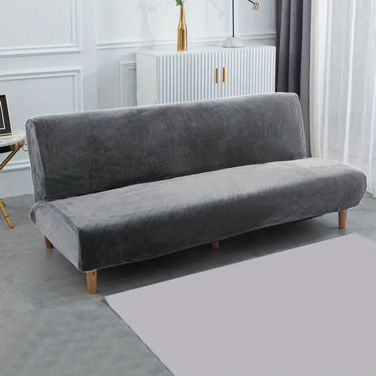 Чехол на диван без подлокотника Gray Велюр-спандекс