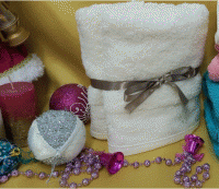 Махровые полотенца в наборе 2 шт кремовые однотонные 50х90