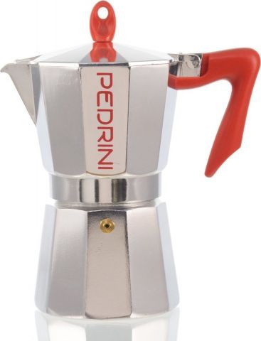 Кофеварка гейзерная 6 чашек Pedrini с красной ручкой 9084-0
