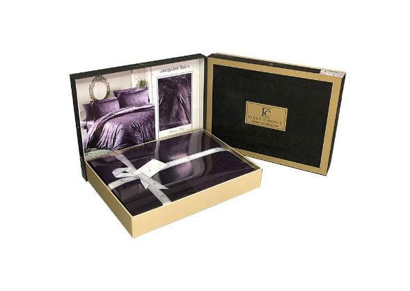 Однотонное постельное белье Doreta polama сатин жаккард в коробке