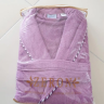 Велюровый женский халат без капюшона фиолетового цвета
