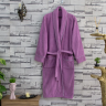 Велюровый женский фиолетовый халат без капюшона Шаль