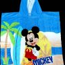 Детское пляжное полотенце панчо голубое Микки Маус