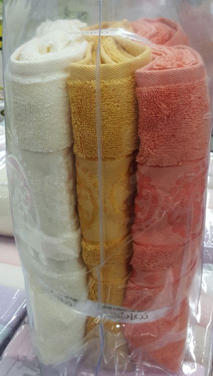 Махровые полотенца 90*150-3шт Cestepe, разноцветные в упаковке