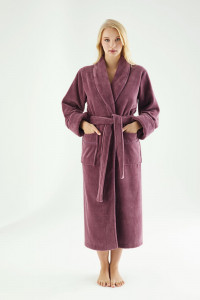 Женский фиолетовый халат ns 6895 murdum бамбук, махра-велюр