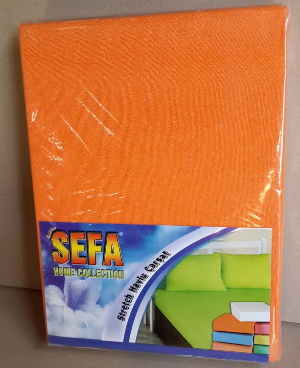 Простынь на резинке оранжевая 90*200 с наволочкой SEFA, махра