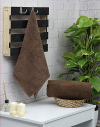 Однотонное махровое полотенце 550 г/м2 коричневое, хлопок