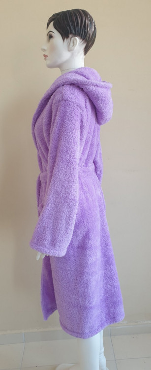 Халат женский длинный c капюшоном фиолетовый на подарок