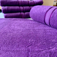 Фиолетовое махровое полотенце Ricci chernika Полоска