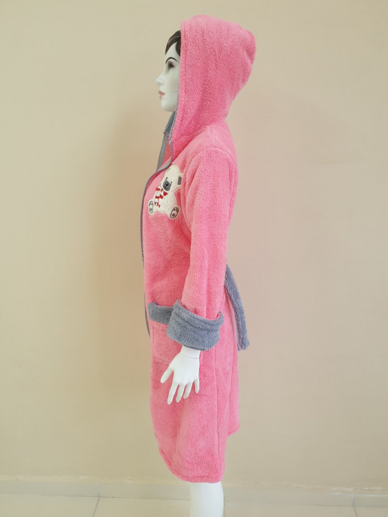 Женский халат Welsoft на молнии c Мишуткой в темно розовом цвете