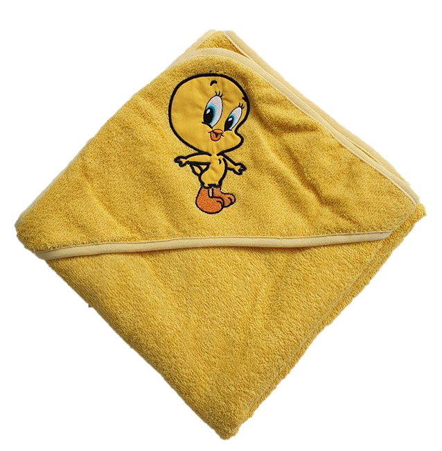 Полотенце с капюшоном для купания цыпленок желтый