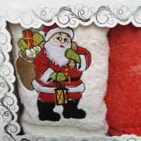 Новогодние полотенца 40x60 (2шт.) Санта Клаус, махра 