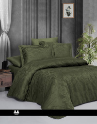 Однотонное постельное белье Regina dark green сатин жаккард