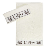 Кремовое кухонное полотенце махра Parisa Сoffee 420г/м2, Кrem