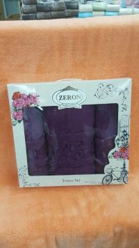 Набор полотенец хлопок (3 шт.) фиолетовый-1