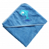 Полотенце с капюшоном для купания дельфин голубое