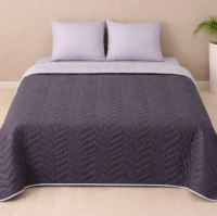 Покрывало стеганое двусторонее серый - беж