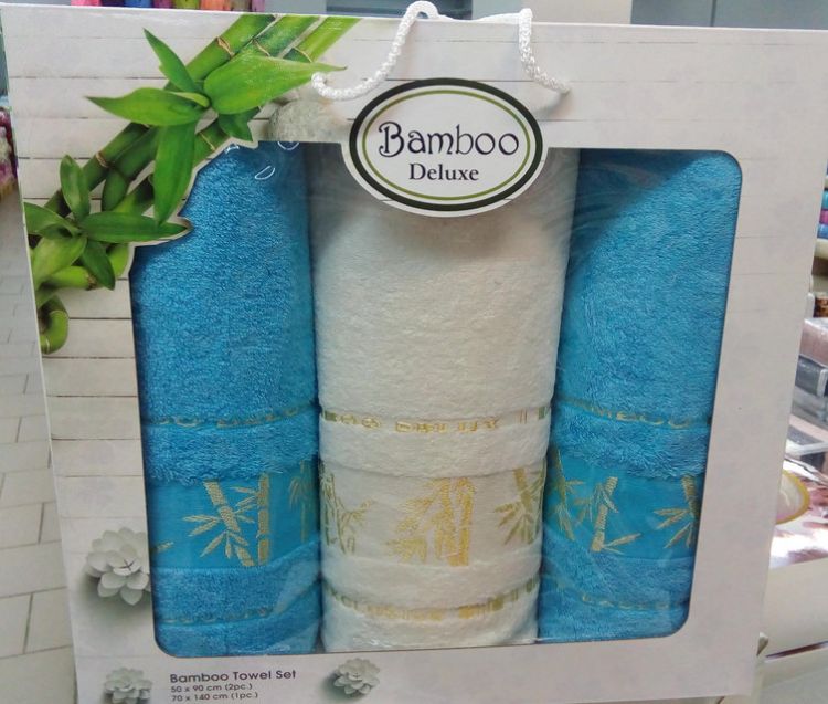 Набор полотенец Бамбук Gursan turquoise + cream