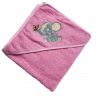 Полотенце с капюшоном для купания слоник розовое
