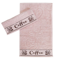 Розовое кухонное полотенце махра Parisa Сoffee 420г/м2, Pudra