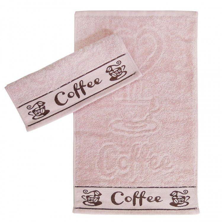 Розовое кухонное полотенце махра Parisa Сoffee 420г/м2, Pudra