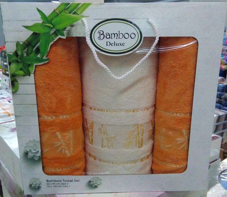 Набор полотенец Бамбук Gursan orange + cream