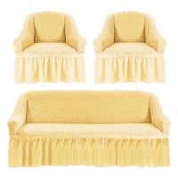 Чехол для мебели (диван + 2 кресла) кремовый (1)