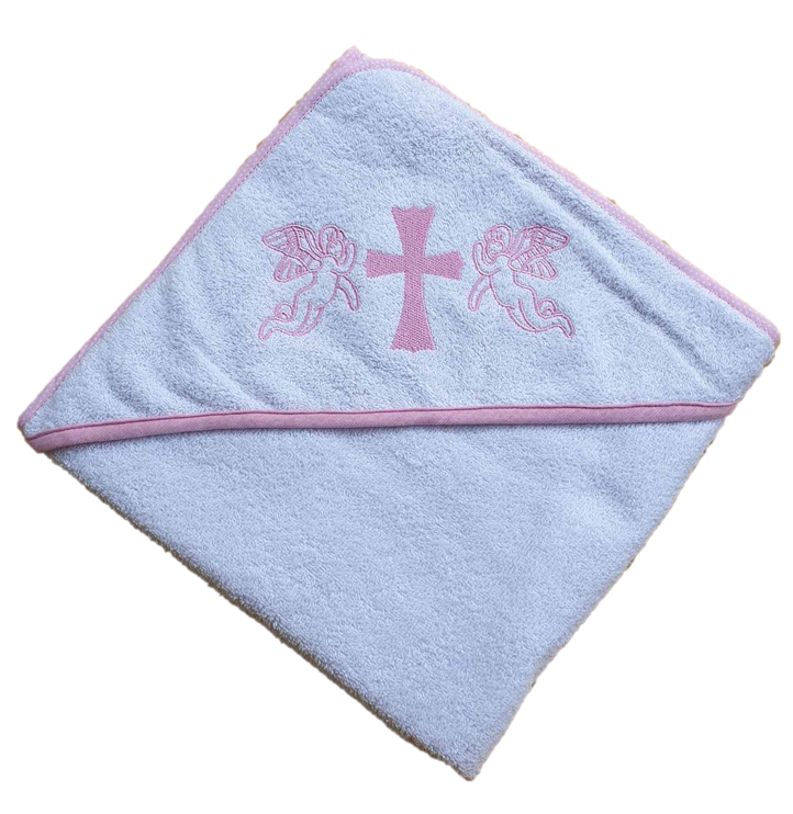Полотенце для крещения с уголком (Крыжма) розовая