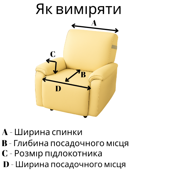 Набор защитных накидок на 1 - спальное кресло из мебельного велюра как замерять