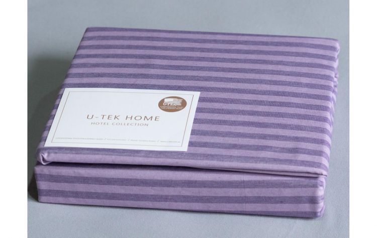 Простынь натяжная Cotton Stripe Plum-Lilac 30 Hotel Collection