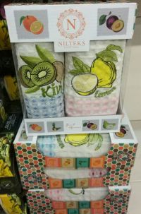 Вафельные кухонные полотенца Nilteks 35x50 (2шт.) фрукты