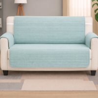 Защитная накидка на 2 месный диван из мебельного велюра небесно-голубая