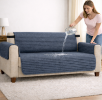 Непромокаемая накидка Premium на диваны и кресла из мебельного велюра антрацит 