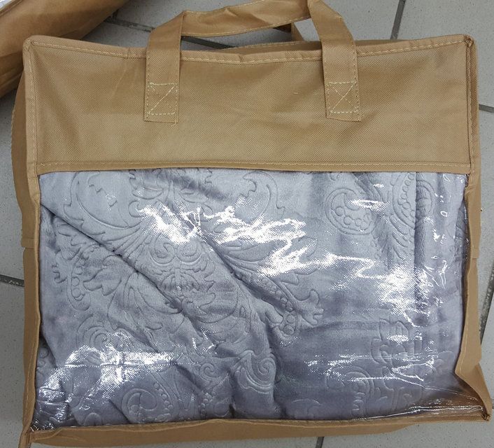 Плед Turway однотонный серый в сумке