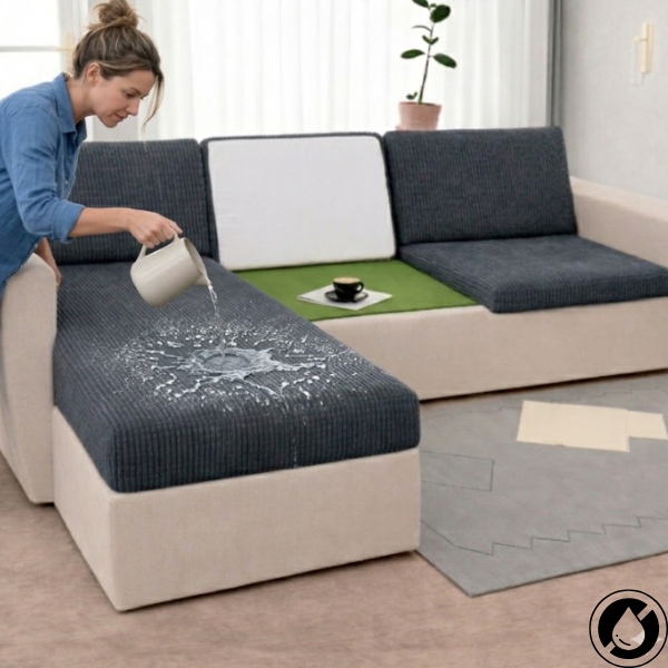 Непромокаемый чехол для секций дивана мебельный велюр Lotus 98 темно-серый 1 Непромокаемый чехол для секций дивана мебельный велюр Lotus 98 темно-серый 1