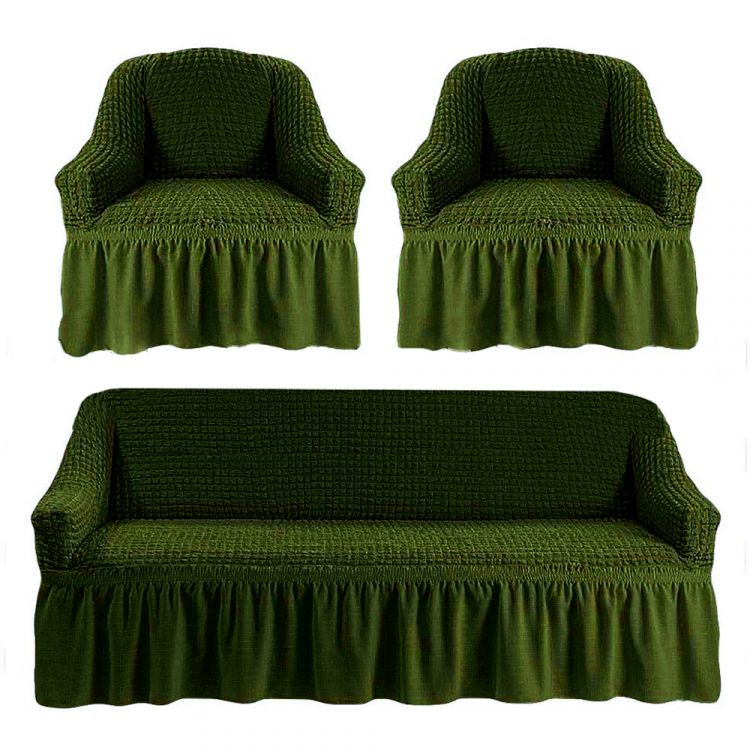 Чехол для мебели (диван + 2 кресла) оливковый