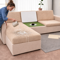 Непромокаемый чехол для секций дивана мебельный велюр Lotus 98 Бежевый