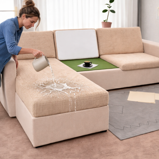 Непромокаемый чехол для секций дивана мебельный велюр Lotus 98 Бежевый Непромокаемый чехол для секций дивана мебельный велюр Lotus 98 Бежевый