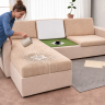 Непромокаемый чехол для секций дивана мебельный велюр Lotus 98 Бежевый Непромокаемый чехол для секций дивана мебельный велюр Lotus 98 Бежевый