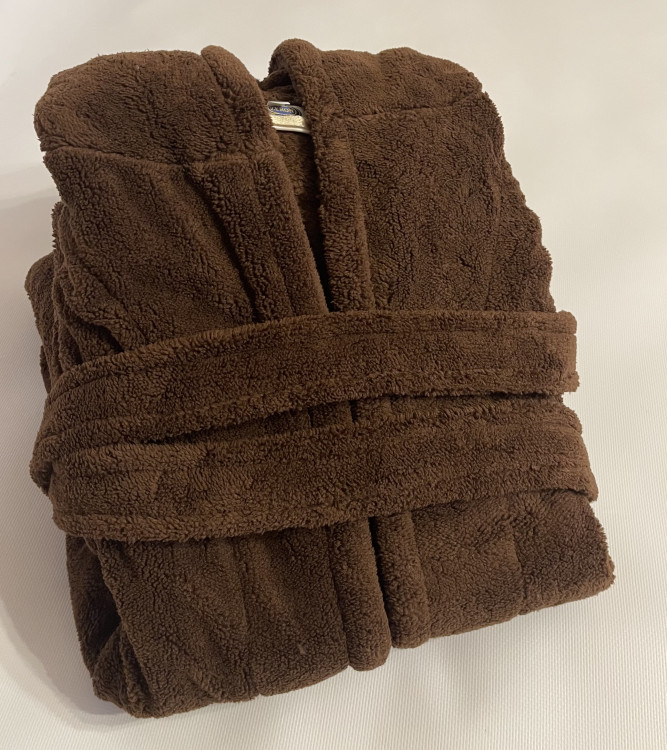 Детский махровый халат с капюшоном Welsoft коричневый фото 2