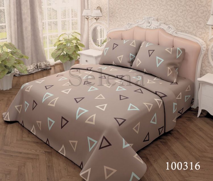 Комплект постельного белья бязь "Треугольники коричневые" 
