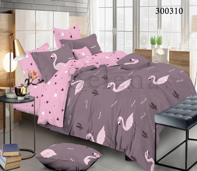 Комплект постельного белья Крупный Фламинго Selena сатин