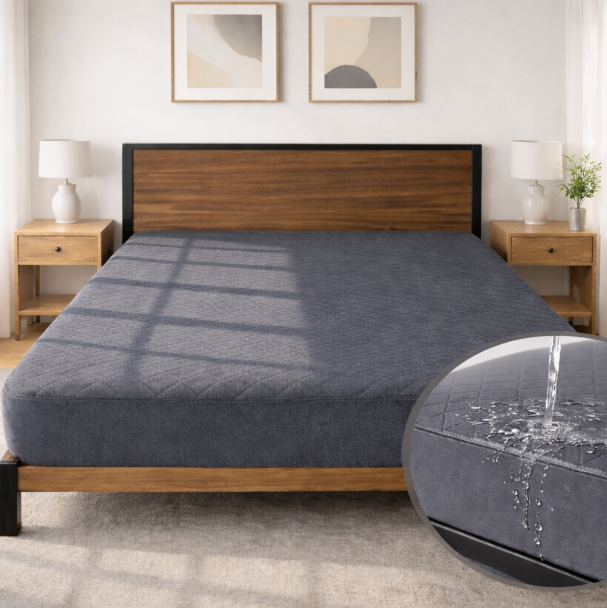 Непромокаемый чехол на матрас стеганый Iron Grey2