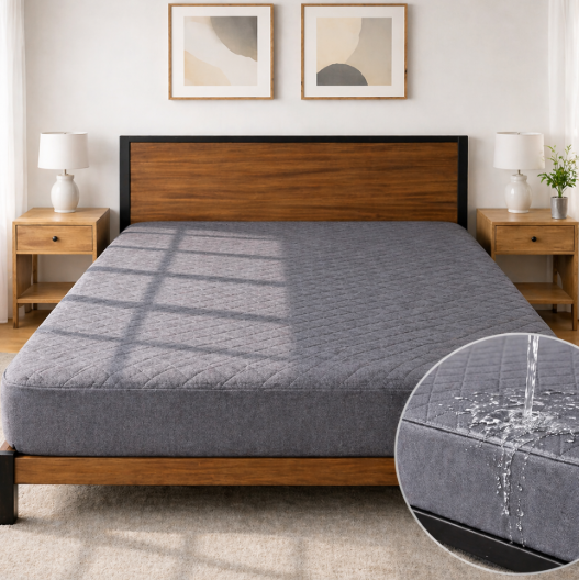 Непромокаемый чехол на матрас стеганый Iron Grey2