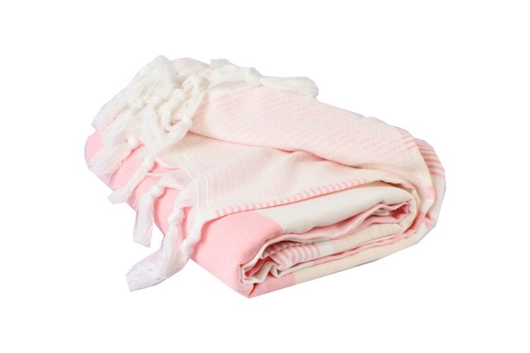 Полотенце-пештемаль Terry кремово-розовое 