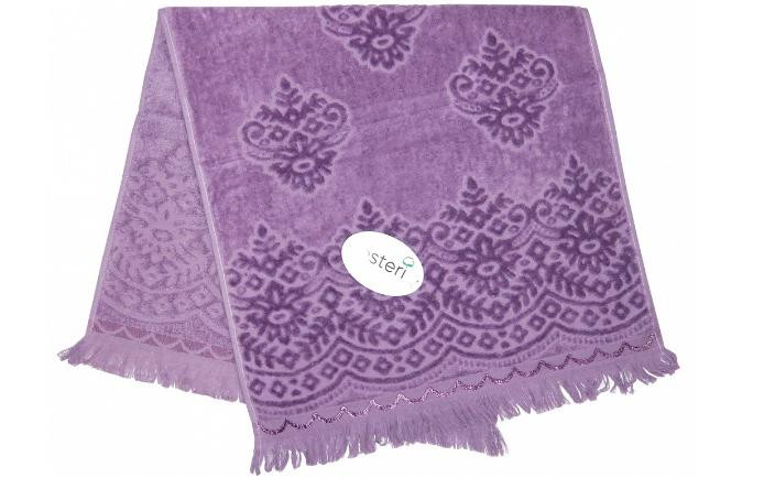 Фиолетовое велюровое полотенце Parisa 510г/м2, хлопок 