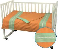 Детское белье в кроватку Руно бязь Веселый горох оранжевое