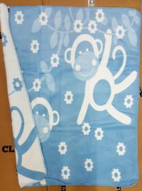 Детский плед-одеяло обезьянки голубой хлопок